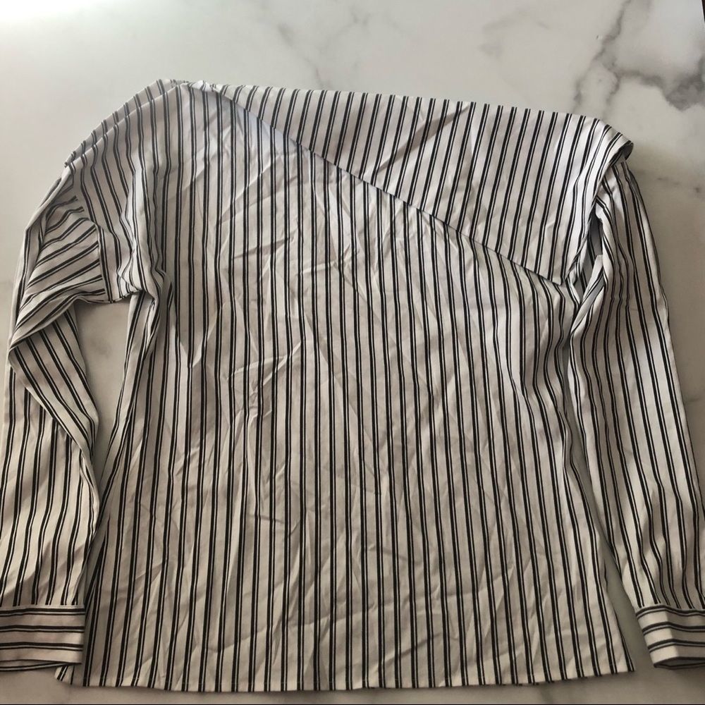 Bar 3 Off the Shoulder Fold Over Striped Blouse - Picture 3 of 7